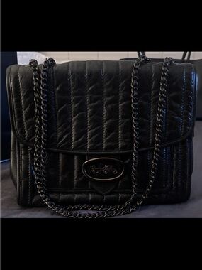 Coach Black Quilted Leather Chain Crossbody Bag
